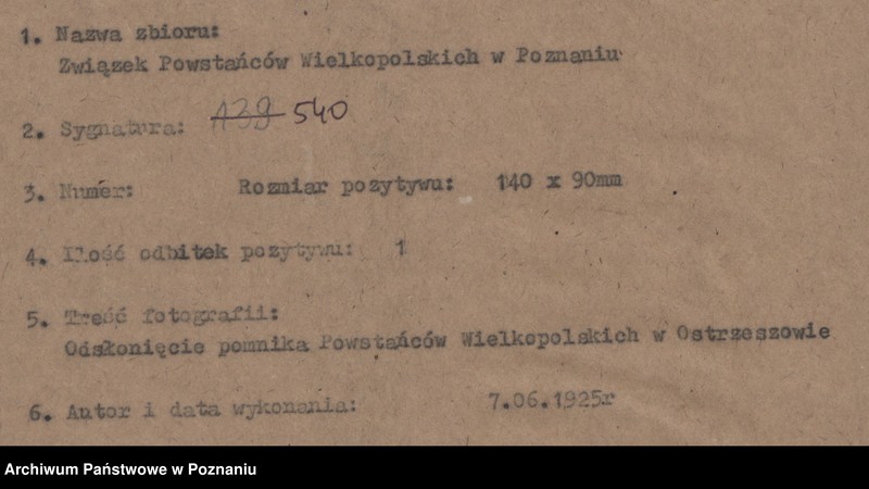 Obraz 4 z jednostki "Odsłonięcie pomnika Powstańców Wielkopolskich w Ostrzeszowie."