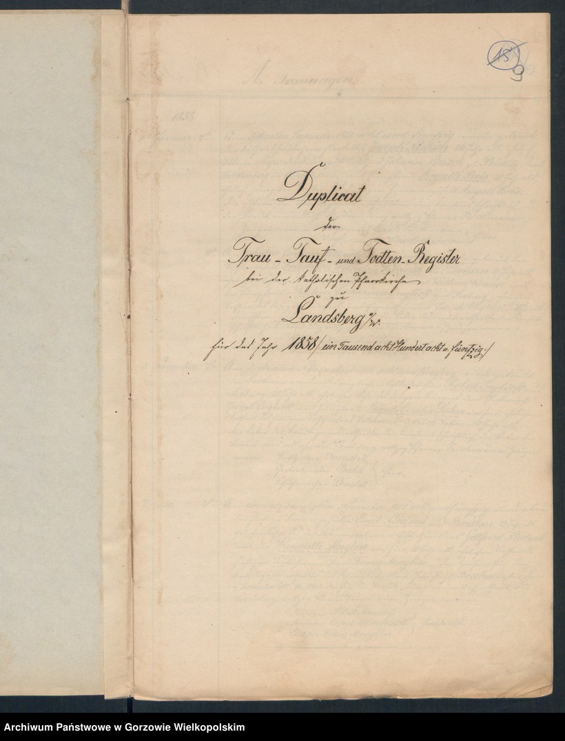 image.from.unit.number "Duplikate der Kirchenbücher der durch spätere Ehe erfolgte Legitimation unehelicher Kinder der katholischen Pfarrkirche zu Landsberg an der Warthe"