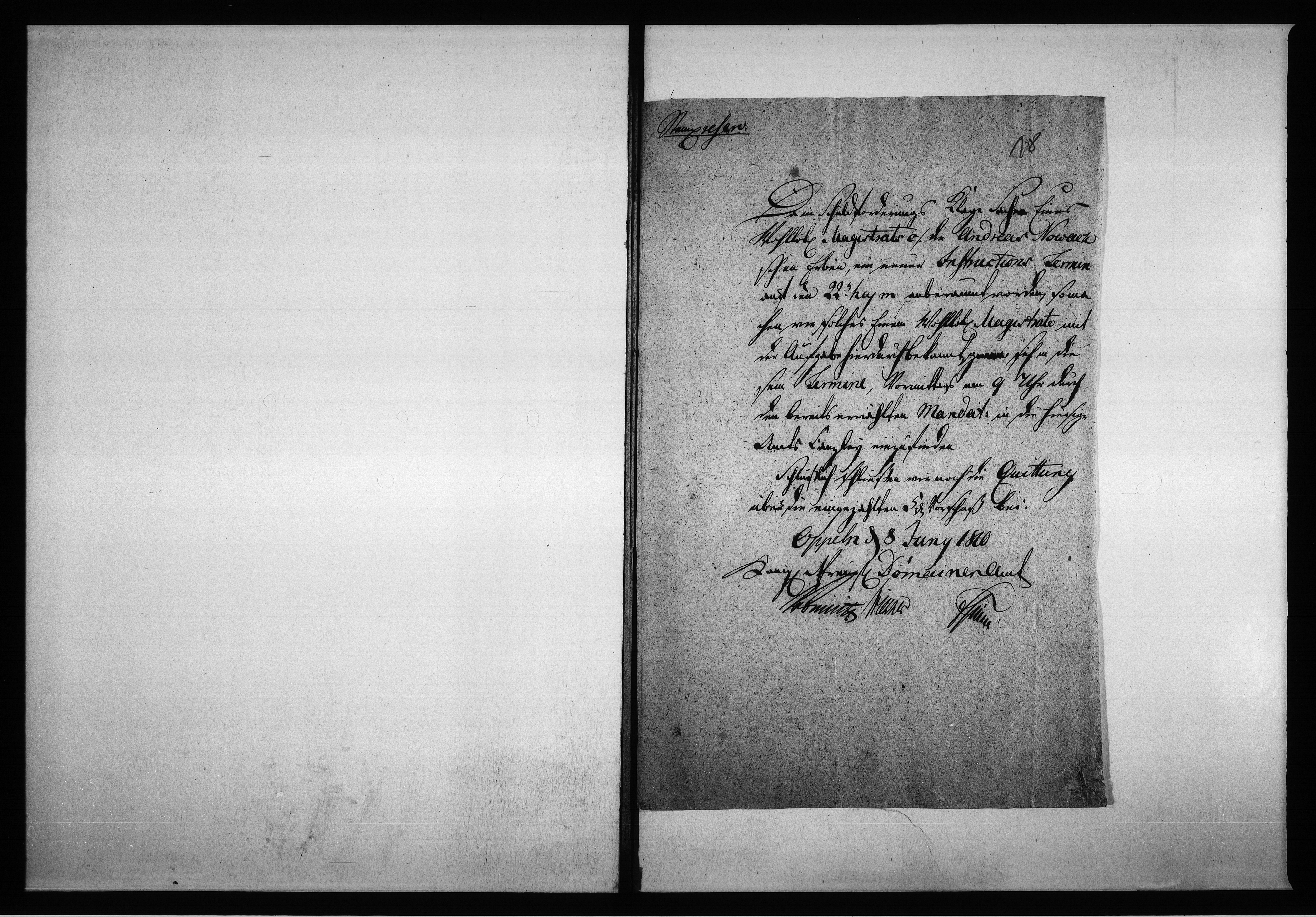 Obraz 20 z jednostki "Manual Akten des Magistrats zu Oppeln wegen der Forderung von Baudenpachtgefälle an die Andreas Nowackschen Erben auf dem hiesigen Schloss Grunde wohnhaft"