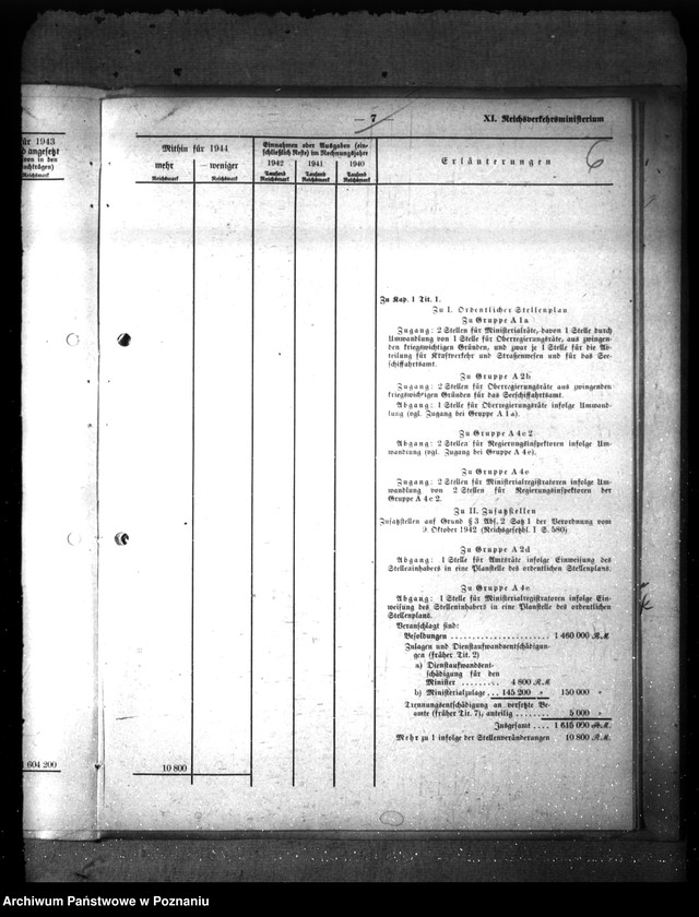 Obraz 10 z jednostki "Haushalt des Reichsverkehrsministeriums für des Rechnungsjahr 1944"