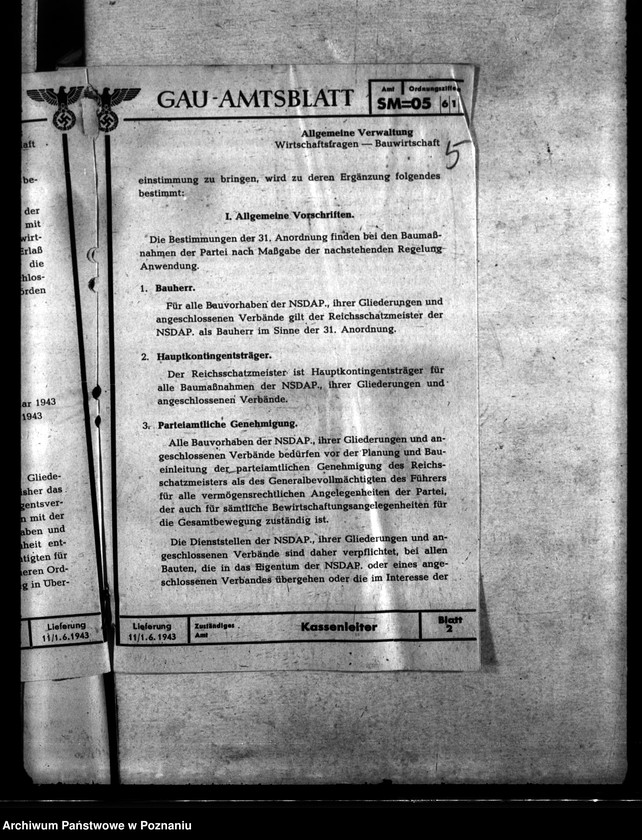 Obraz 9 z jednostki "Betriebsstoffzuteilungen für Kraftfahrzeuge. Regelung der Bauwirtschaft. Bauverbot. Lückenbebauung Posen. Behelfsbauten für Molkereien."