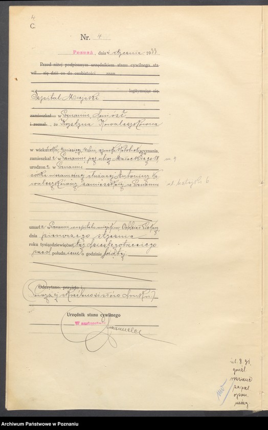 Obraz 6 z jednostki "Księga miejscowa zgonów tom I [Rejestr główny zgonów]"