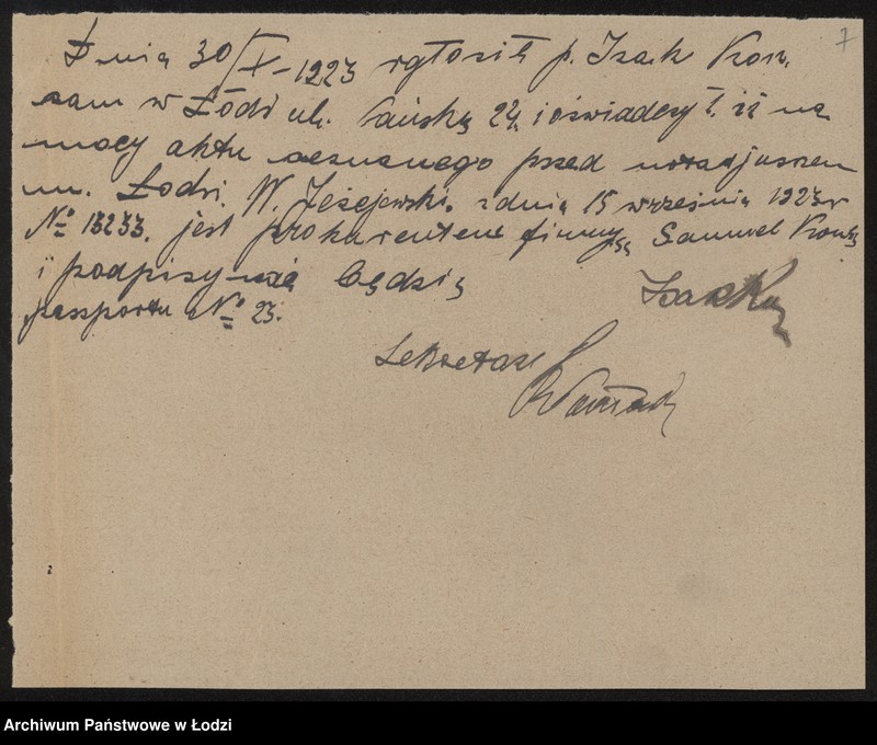 Obraz 9 z jednostki "Samuel Kon- sprzedaż towarów manufakturowych, galanterii i gotowej garderoby"