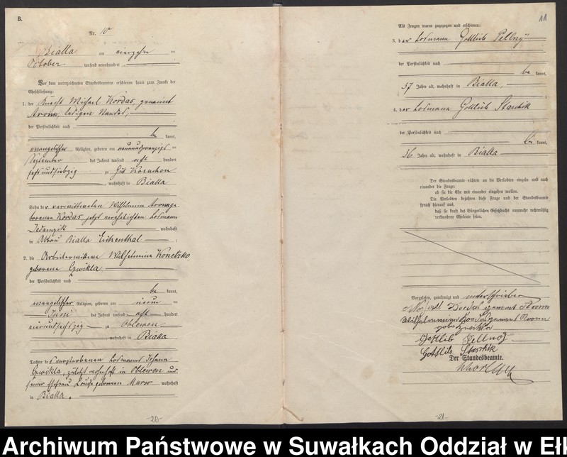 image.from.unit.number "Heiraths-Haupt-Register des Königlichen Preussischen Standes-Amtes Bialla Kreis Johannisburg"
