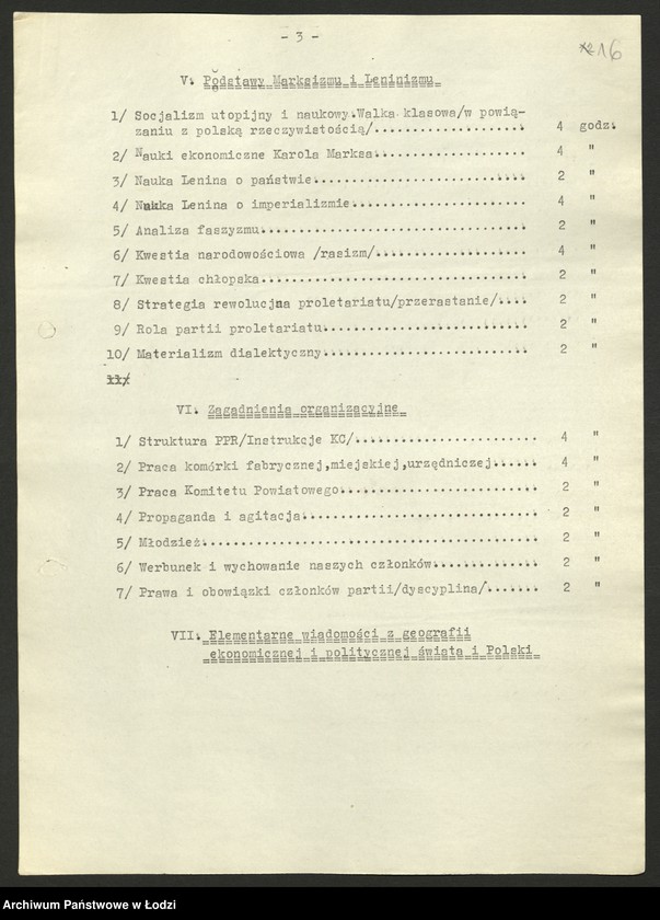 Obraz 17 z jednostki "Wojewódzka Szkoła PPR; programy wykładów, sprawozdania [z działalności, wykazy absolwentów]"