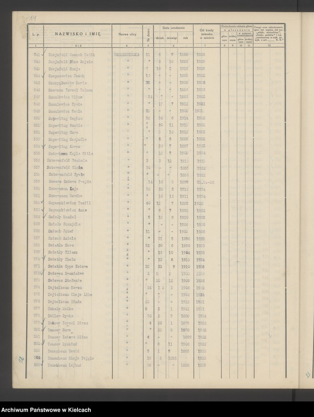 image.from.unit.number "Spis wyborców Rady Miejskiej uprawnionych do głosowania przy wyborze radnych miejskich i ich zastępców, Okręg wyborczy Nr VI. Obwód Nr 4"