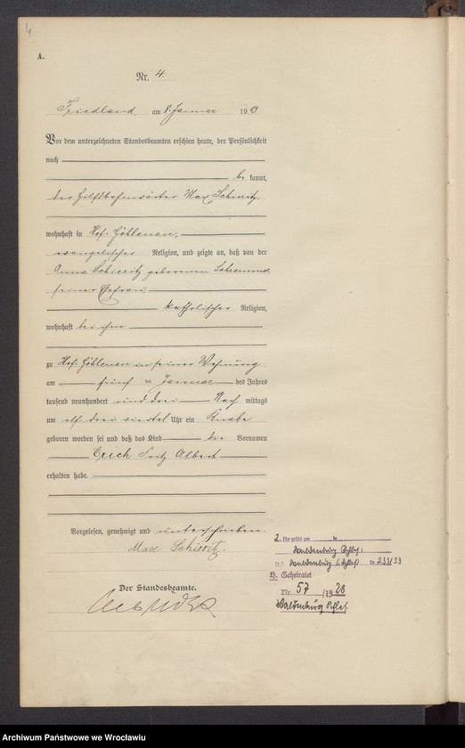 image.from.unit.number "Księga urodzeń USC Mieroszów (Friedland) 1903"