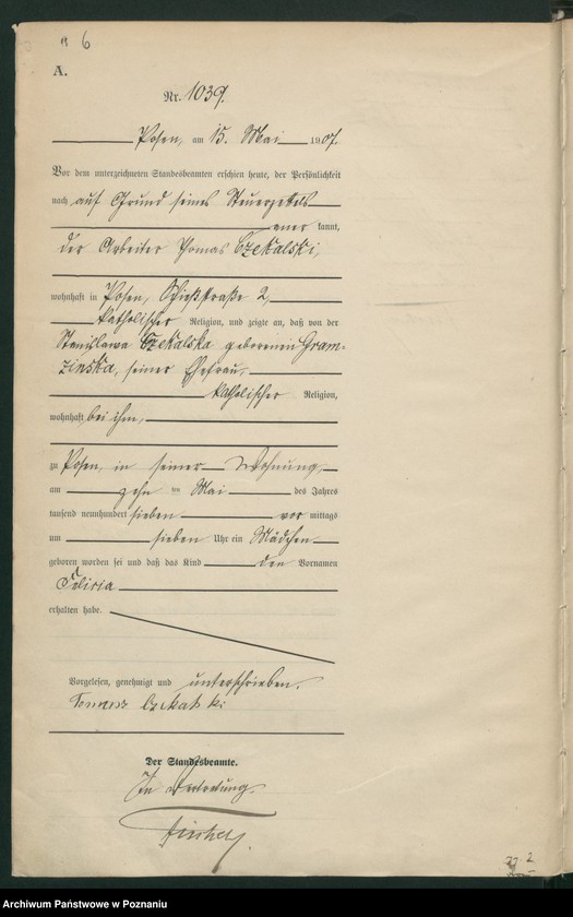 Obraz 8 z jednostki "Księga miejscowa urodzeń tom III [Rejestr główny urodzeń]"