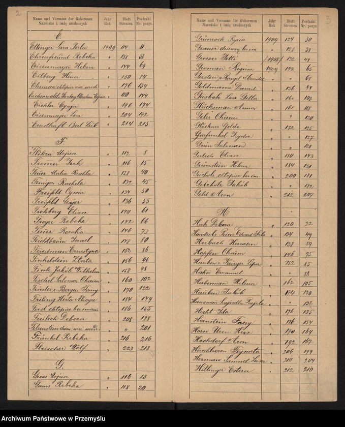 image.from.unit.number "Indeks do księgi urodzeń 1909 Tom XIX"