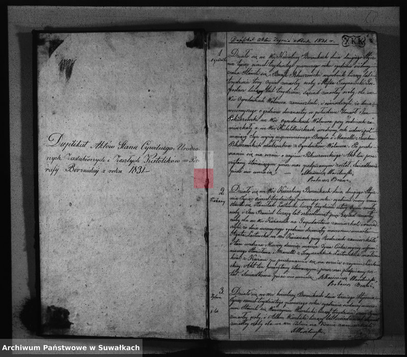 Obraz 4 z jednostki "Duplikat Aktów Stanu Cywilnego- Urodzonych, Zaślubionych i Zeszłych Katolików w Parafij Berznickiej z roku 1831."