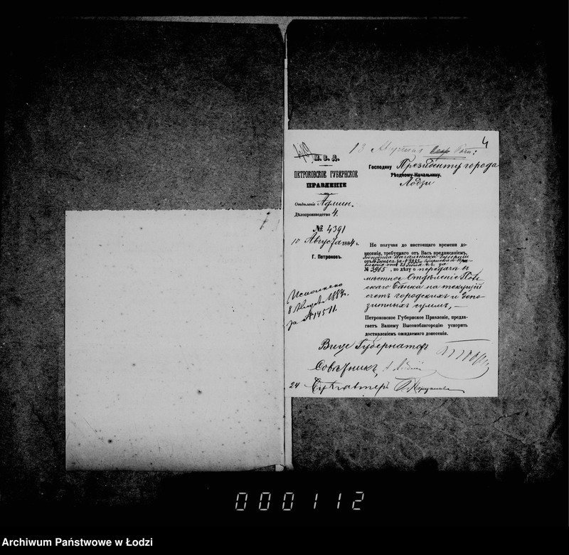Obraz 8 z jednostki "Delo Lodzinskago Gorodovago Magistrata v mestom otdelenji Pol´skago Banka na tekuščij šcet gorodskich i depozitnych summ"