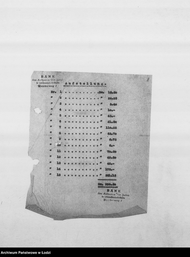 Obraz 4 z jednostki "Banken [Korespondencja PSŻ z GV i bankami niemieckimi w sprawie przekazów pieniężnych dla wsiedlonych do getta Żydów z Rzeszy]"