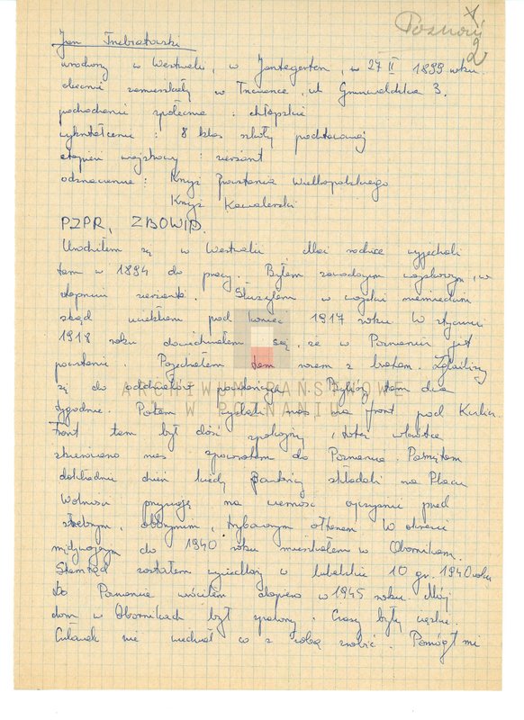 Obraz 8 z jednostki "Relacje i wspomnienia dotyczące powstania wielkopolskiego: 1. Poznań, część V /autorzy relacji od T - W/./Zakrzewski Władysław/."