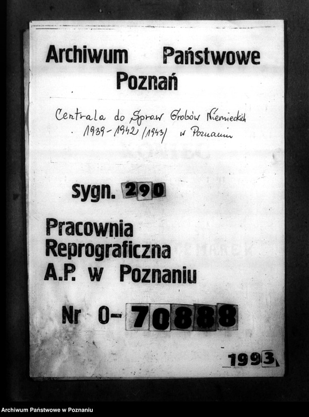 Obraz 1 z jednostki "Korespondencja w sprawie miejscowych Niemców, którzy zginęli w 1939 roku A - Z"