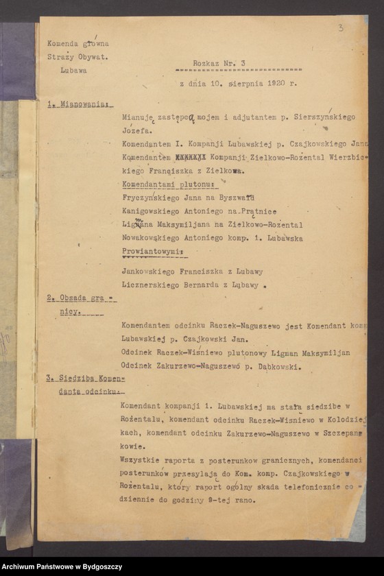 image.from.unit.number "Komenda Powiatowa Lubawa ZSO. Rozkazy komendy [obsada stanowisk, organizacja]"
