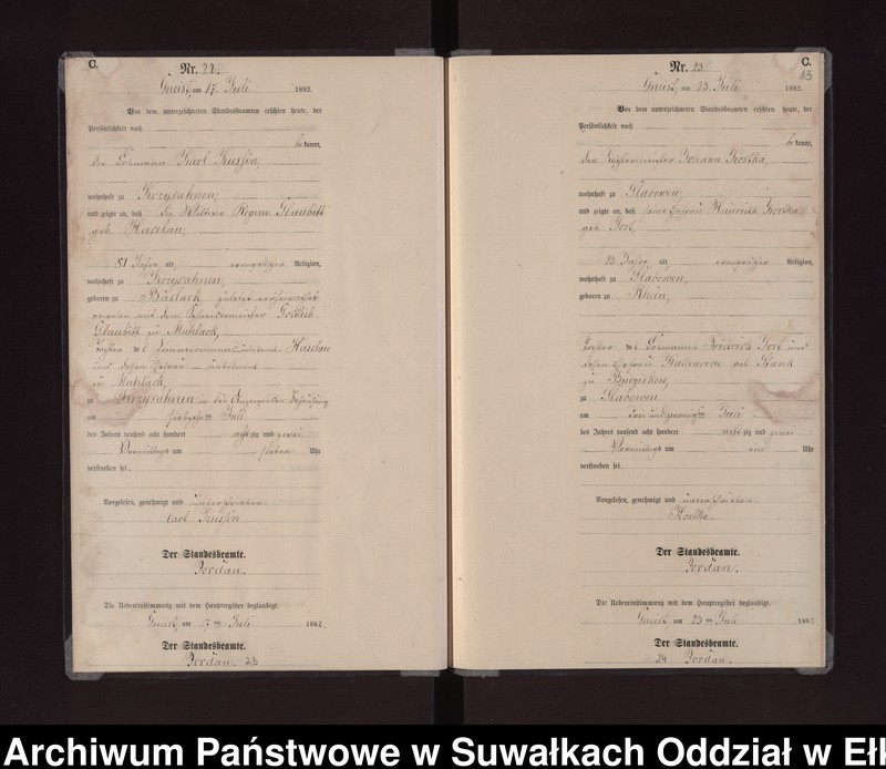 Obraz 16 z jednostki "Sterbe-Neben-Register des Königlich Preussischen Standes-Amtes Gneist Kreis Loetzen"