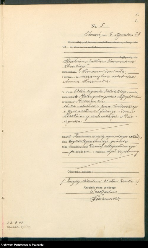 Obraz 7 z jednostki "Księga miejscowa zgonów tom I [Rejestr główny zgonów]"