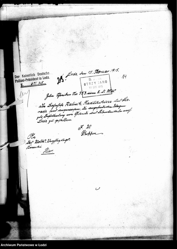 Obraz 17 z jednostki "Listy Guberni i Prezydium Policji do Sekcji Zaprowiantowania Miasta"