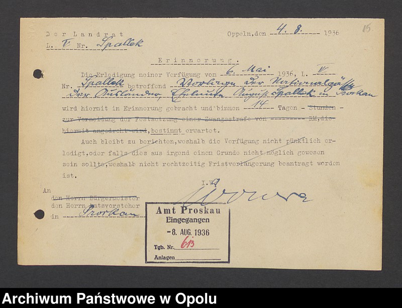 Obraz 17 z jednostki "[Zezwolenie na pobyt - Alfons Sage, ur. 13. 05. 1913 Breslau]"