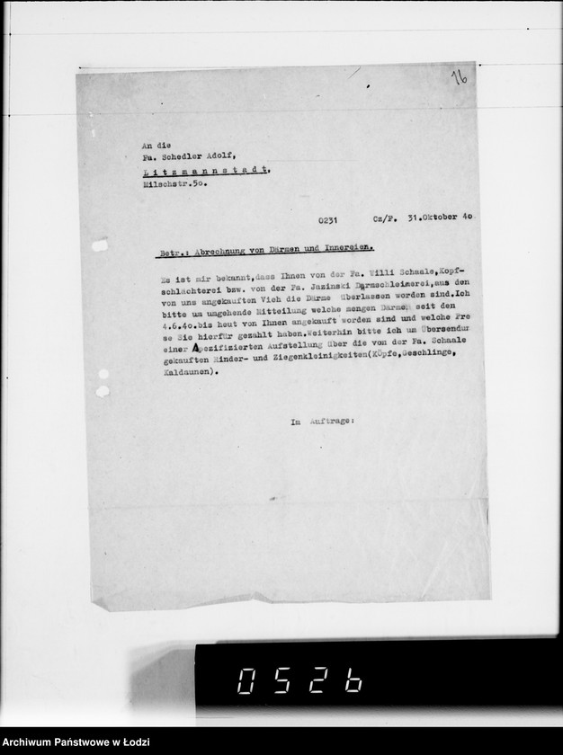 Obraz 20 z jednostki "Diverse Sch-Z [rachunki za dostawy towarów spoza Getta]"