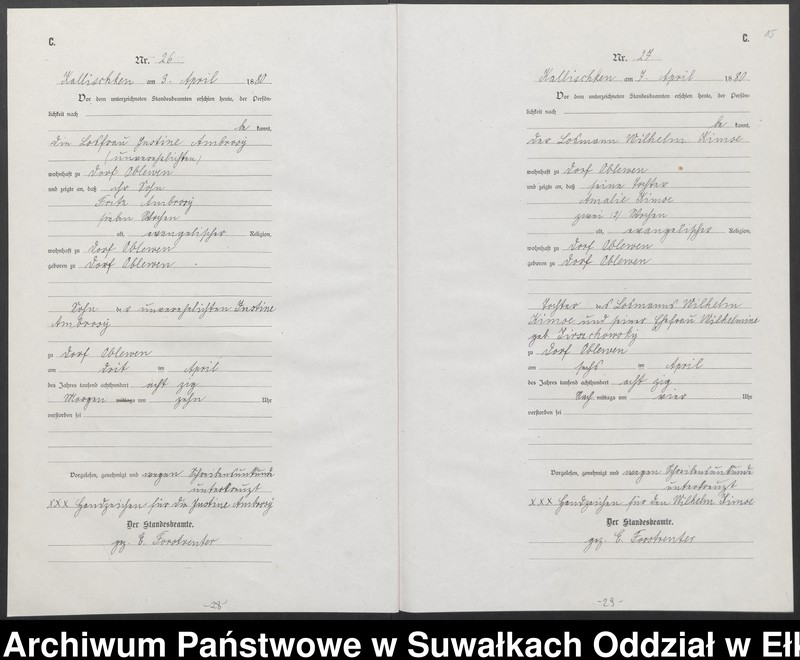 image.from.unit.number "[Sterbe-Neben-Register des Königlich Preussischen Standes-Amtes Kallischken Kreis Johannisburg]"