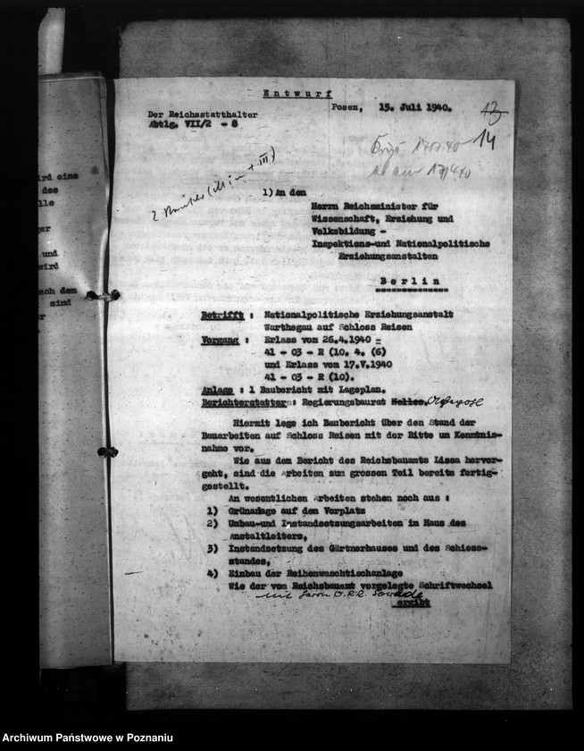 Obraz 18 z jednostki "Prace budowlane w zakładzie wychowawczym NSDAP w Rydzynie"