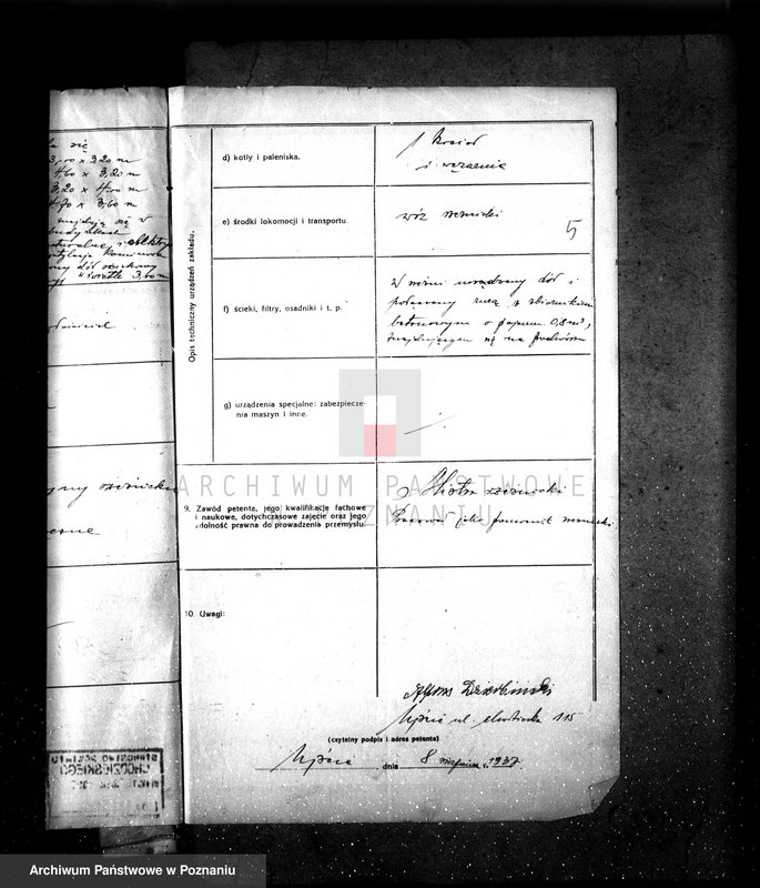 Obraz 9 z jednostki "Zatwierdzenie zakładu przemysłowego /rzeźni/ Dzierbiński Alfons - Ujście pow. Chodzież"