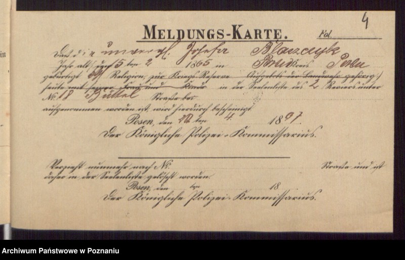 Obraz 6 z jednostki "Die von den Verlobten beigebrachten Urkunden zur Eheschliessung pro 1897"