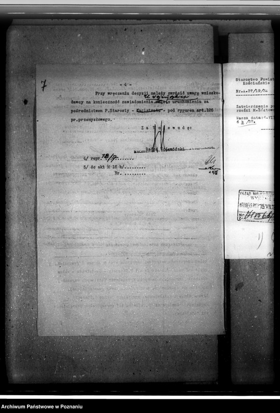 Obraz 11 z jednostki "Zatwierdzenie projektu zakładu przemysłowego nr 523 / rzeźni/ własność Marcelego Żółtowskiego w Zadorach /pow. kościański/"