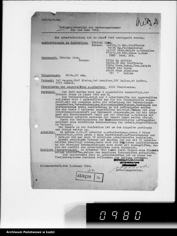 Obraz 6 z jednostki "Monatsberichte [Wydziałów G.V. Plan rozmieszczenia zakładów przemysłowych w Getcie według liczby robotników]"