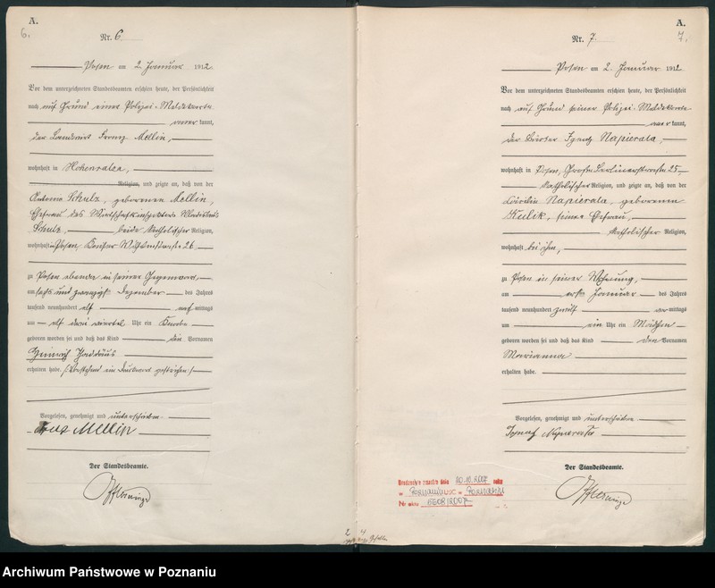 Obraz 6 z jednostki "Księga miejscowa urodzeń tom I [Rejestr główny urodzeń]"