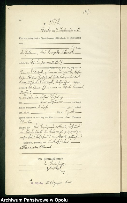 image.from.unit.number "Urząd Stanu Cywilnego Opole Księga Urodzeń Rok 1913 1058-1559"