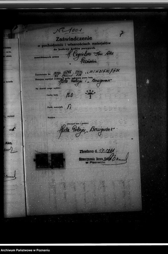 Obraz 11 z jednostki "Elektrownia Fundacji Sułkowskich w Rydzynie, pow. leszczyński nr woj. kotła 6124"