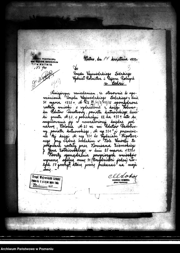 Obraz 7 z jednostki "Regulacja hipoteczna scalonych gruntów miasta Kłodawa powiatu kaliskiego"