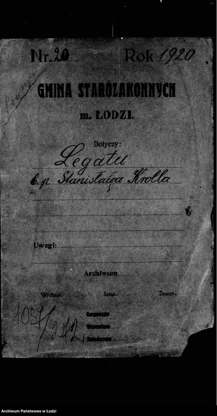 Obraz 4 z jednostki "Akta dotyczące legatu b. p. Stanisława Krolla"