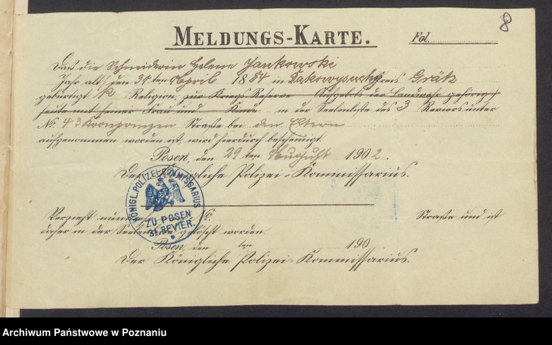 Obraz 10 z jednostki "[Dokumenty dostarczone przez narzeczonych do zawarcia związku małżeńskiego za 1902 rok. Tom XVII]"