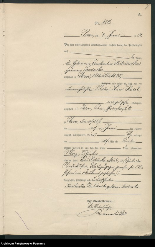 Obraz 10 z jednostki "Księga miejscowa urodzeń t. IV"