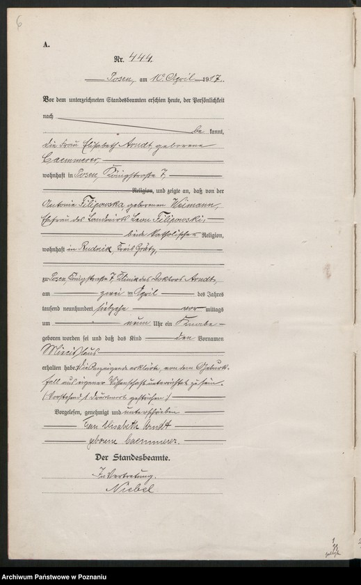 Obraz 8 z jednostki "Księga miejscowa urodzeń tom II [Rejestr główny urodzeń]"