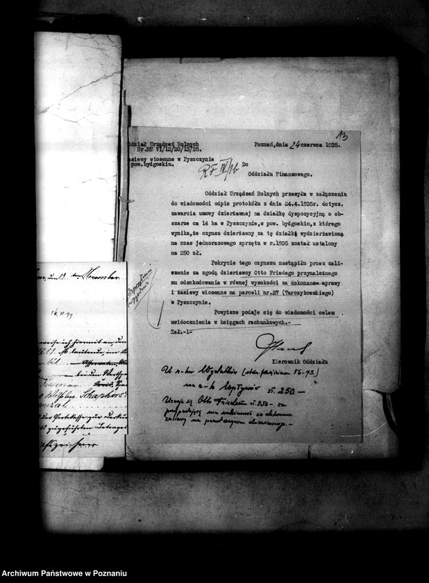 image.from.unit.number "Majętności Pyszczyn powiatu bydgoskiego wydzielenie zastrzeżonych parcel"