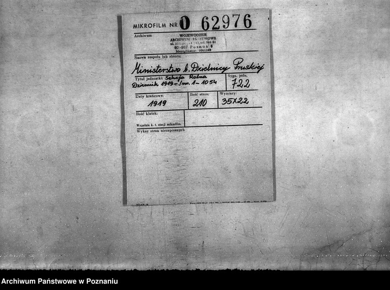 Obraz 2 z jednostki "Sekcja Rolna Dziennik 1919 r./nr. 1 - 1054"