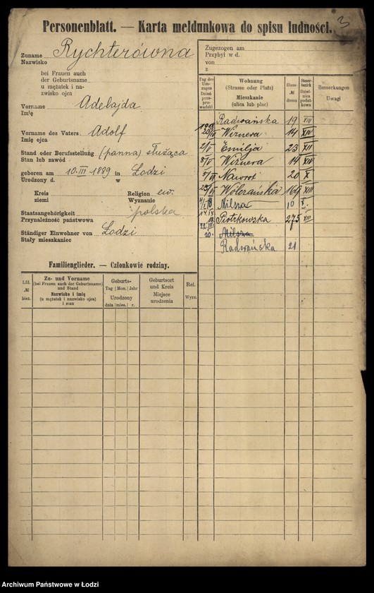 Obraz 5 z jednostki "[Spis ludności Łodzi] Richter"