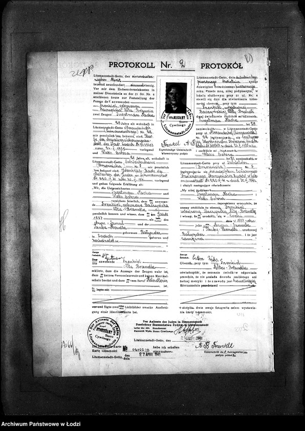 Obraz 5 z jednostki "[Protokoły stwierdzające na podstawie zeznań 2 świadków personalia i tożsamość osób ubiegających się o kartę tożsamości]"