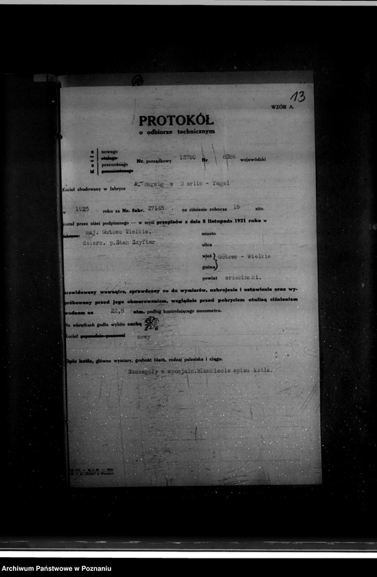 Obraz 17 z jednostki "Gorzelnia rolnicza St. Szyftera we wsi Gutowo Wielkie powiat wrzesiński nr woj. kotła 6387"