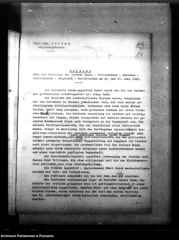 Obraz 18 z jednostki "Planung im Warthegau- Aufgabe und Organisation (oraz sprawozdania z podróży służbowych do wschodnich powiatów Kraju Warty)"