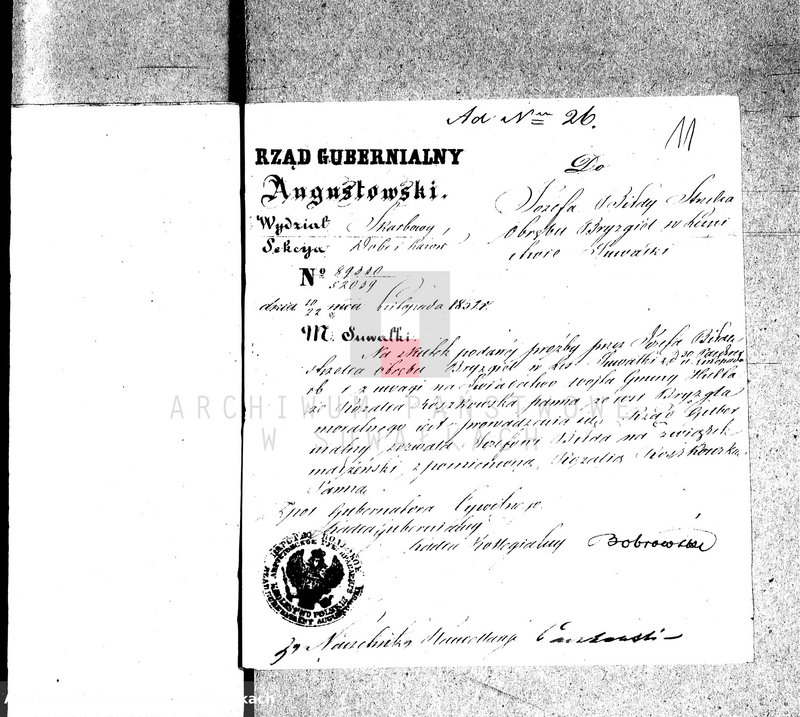 image.from.unit.number "[Dowody do akt małżeństw parafia rzym. - kat. Wigry] z roku 1852"