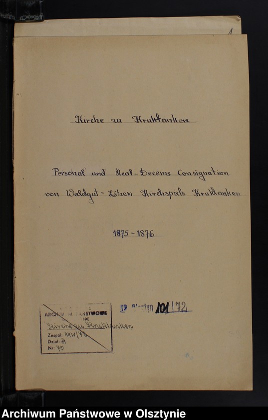 image.from.unit.number "Personal und Real-Decems Consignation von Waldgut Lötzen Kirchspiels Kruklanken"