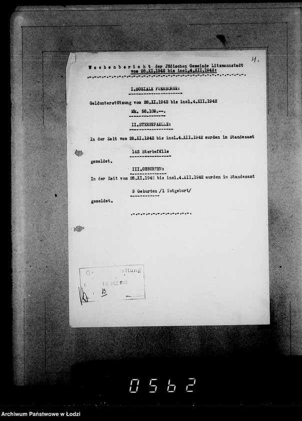 Obraz 8 z jednostki "Wöchentliche (monatliche) Tätigkeitsberichte des Ältesten der Juden"