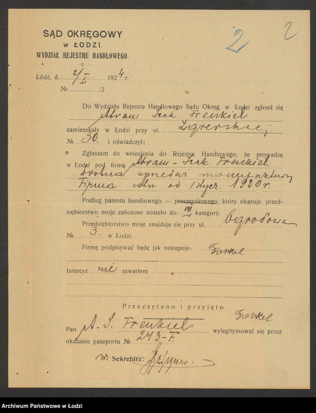 Obraz 4 z jednostki "Abram Icek Frenkiel - drobna sprzedaż manufaktury bawełnianej"