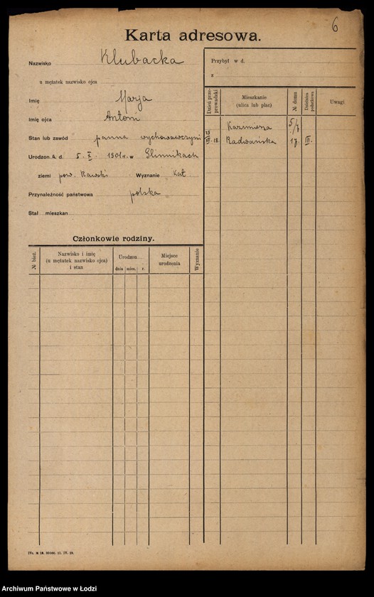 Obraz 8 z jednostki "[Spis ludności Łodzi] Kluka - Kmieć"