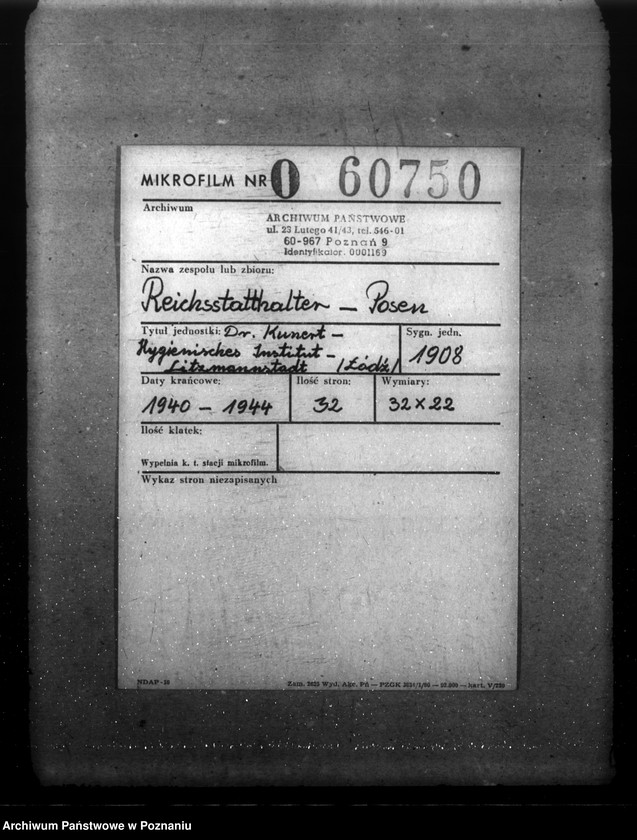 Obraz 2 z jednostki "Dr. Kunert - Hygienisches Institut - Litzmannstadt (Łódź)"